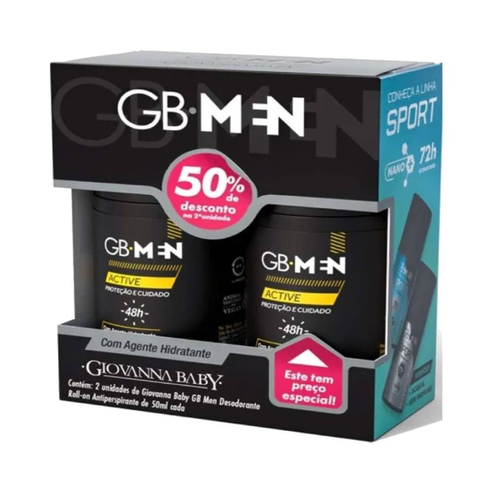 Kit Desodorante Roll-On Giovanna Baby Men Active 2 Unidades
