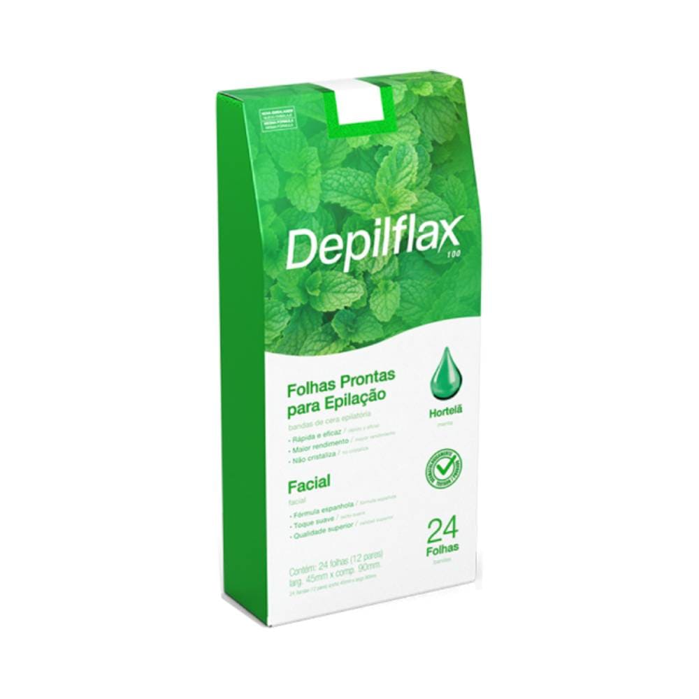 Folhas Prontas Faciais Depilflax Hortelã C/24