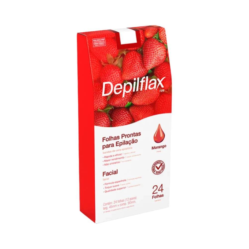 Folhas Prontas Faciais Depilflax Morango C/24