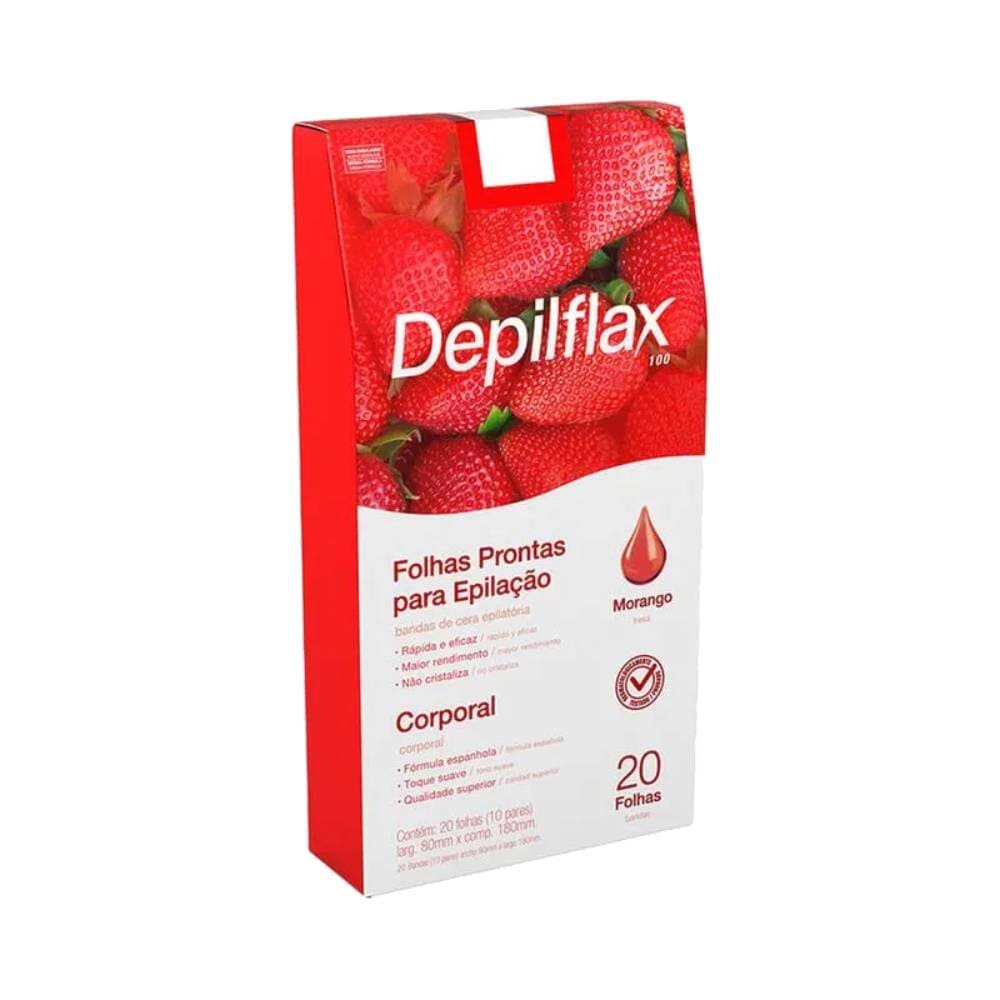Folhas Prontas Corporais Depilflax Morango C/20
