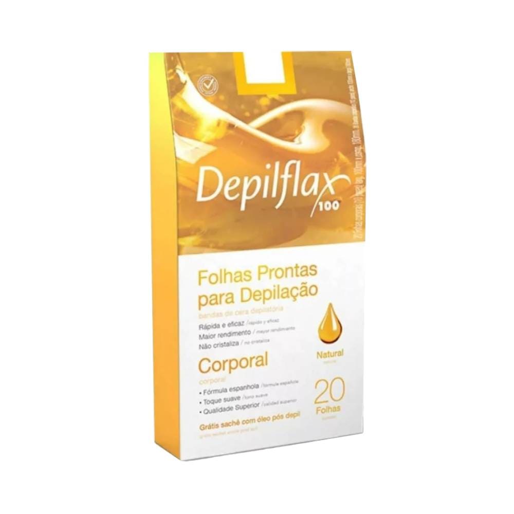 Folhas Prontas Corporais Depilflax Natural C/20